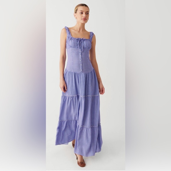 NWT Frankies Bikinis Christabelle Ruffle Maxi Dress Size:M -  conticontadores.com.br